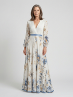 Lavinia | Long Sleeve V Neck Floral Maxi Dress 1