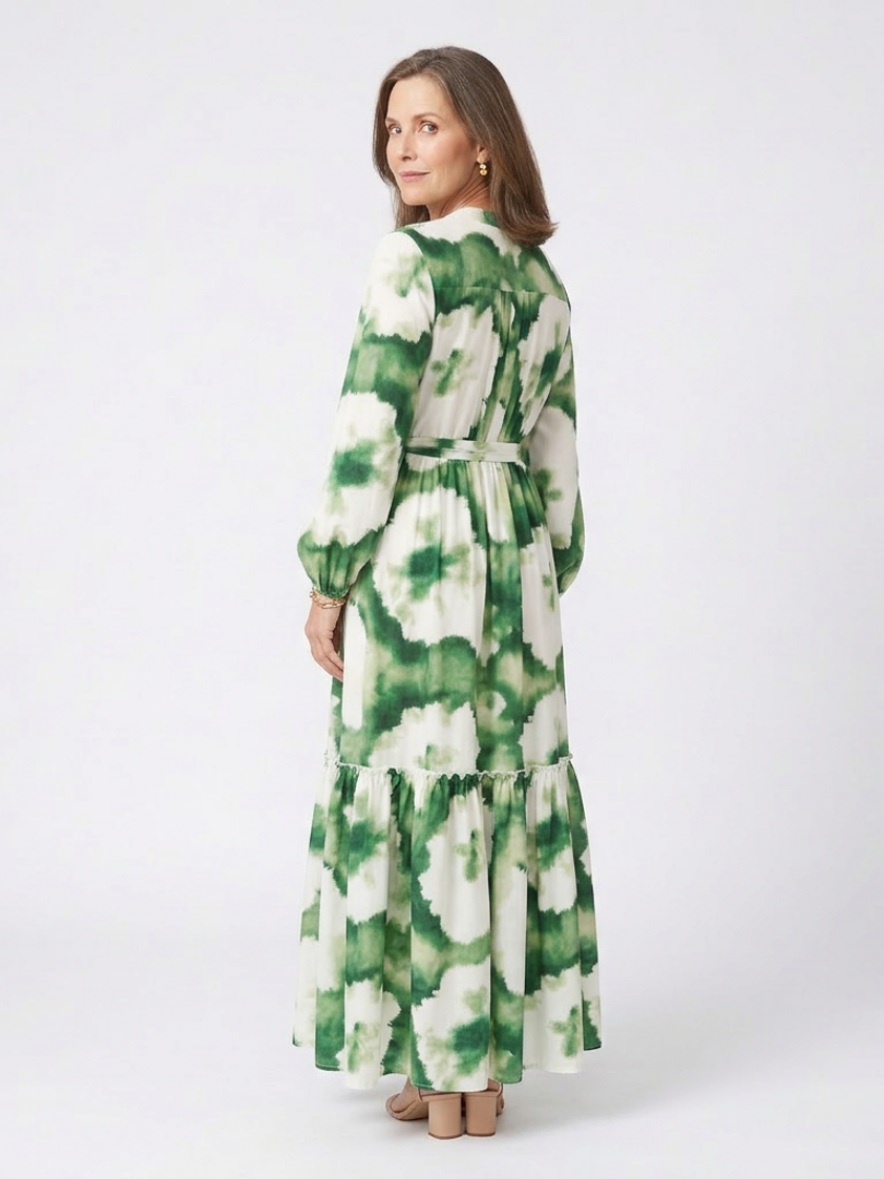 Sabine | Long Sleeve Tie Waist Tiered Maxi Dress 2