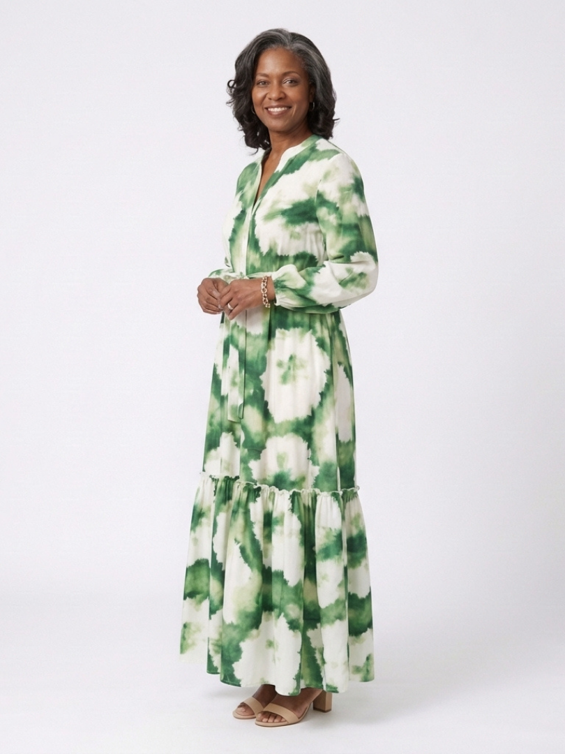 Sabine | Long Sleeve Tie Waist Tiered Maxi Dress 3