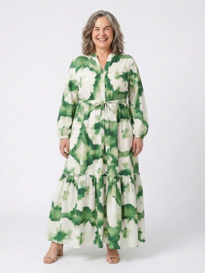 Sabine | Long Sleeve Tie Waist Tiered Maxi Dress 4