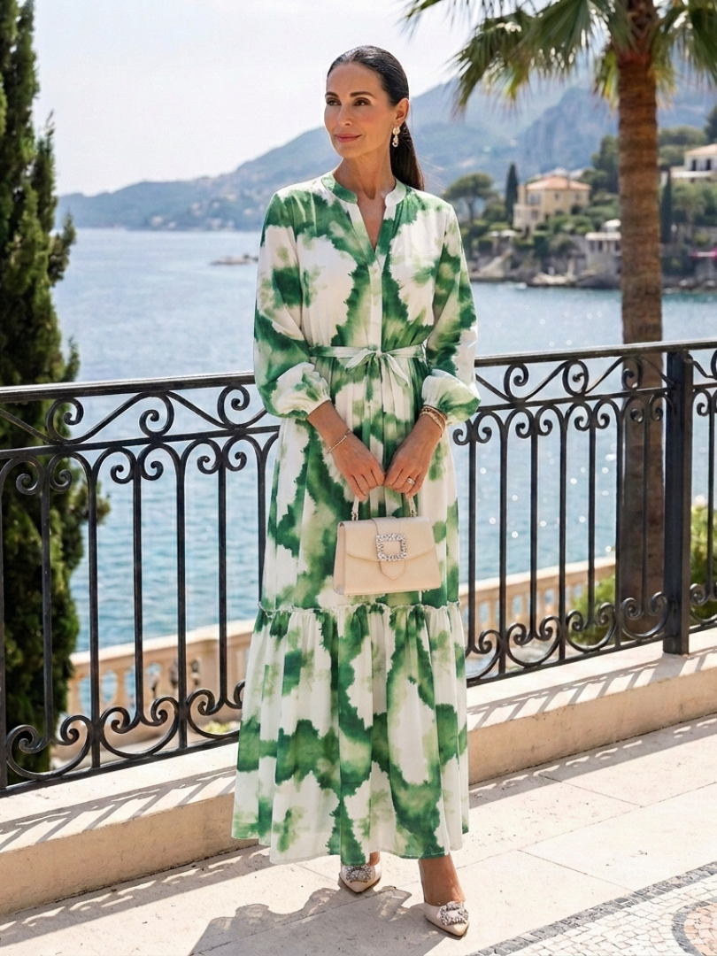Sabine | Long Sleeve Tie Waist Tiered Maxi Dress 5
