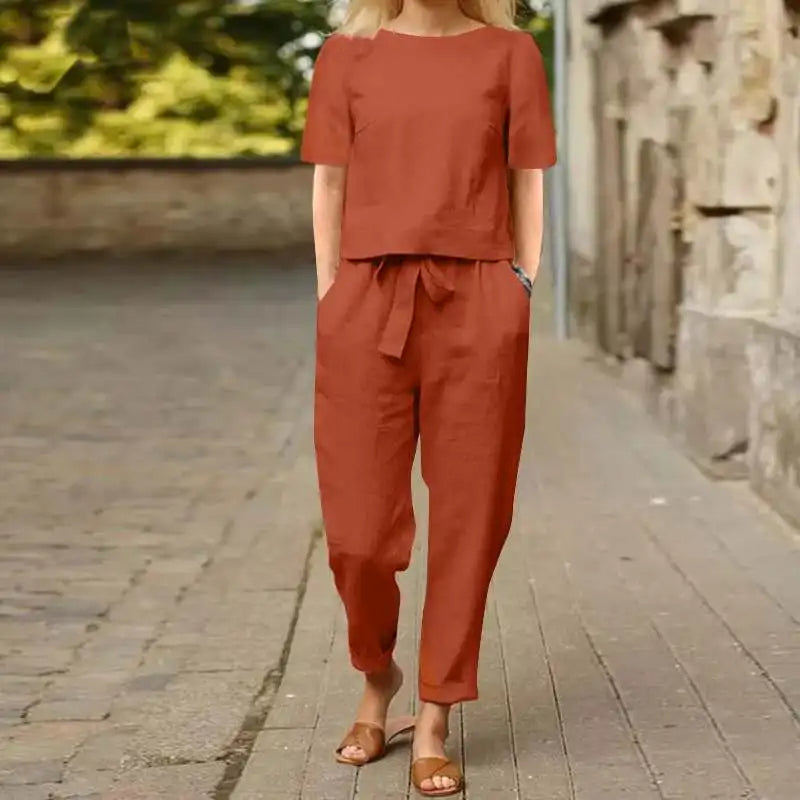 Charm Chic Two Piece Lounge Set - Red