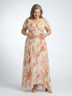 Elara | V Neck Short Sleeve Floral Maxi Dress 2