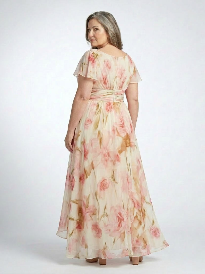 Elara | V Neck Short Sleeve Floral Maxi Dress 3