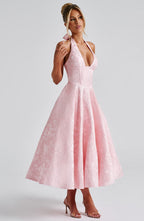 Women’s Wedding Guest Halter Midi Dress
