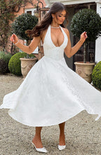 Women’s Wedding Guest Halter Midi Dress