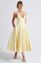 Women’s Wedding Guest Halter Midi Dress