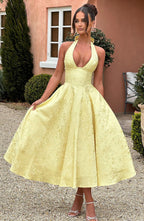 Women’s Wedding Guest Halter Midi Dress