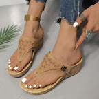 Kimberly - Women's Wedge Flip Flop Sandals with Cutout Detail