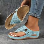 Kimberly - Women's Wedge Flip Flop Sandals with Cutout Detail