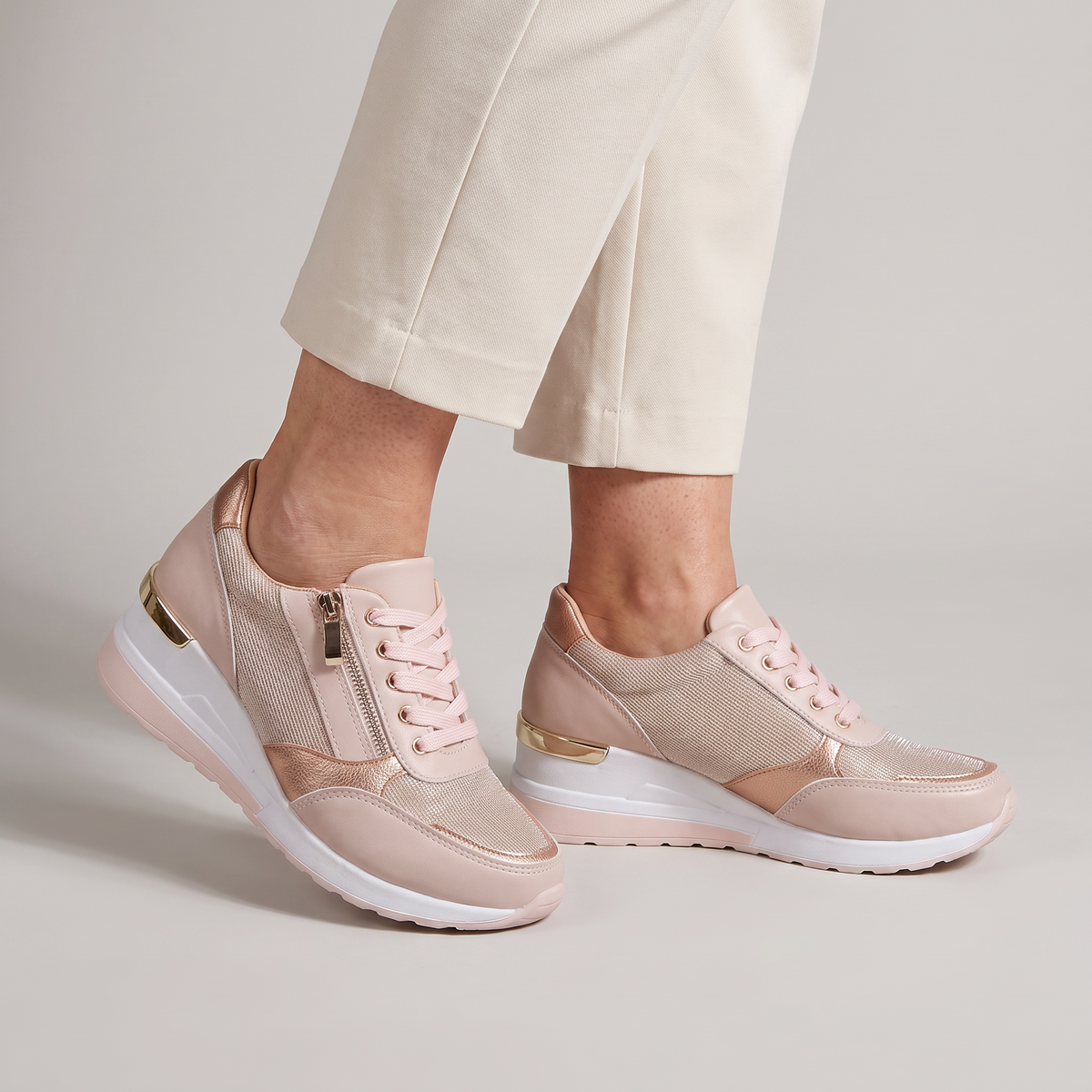 Flexi Zip Lace-Up Sneakers