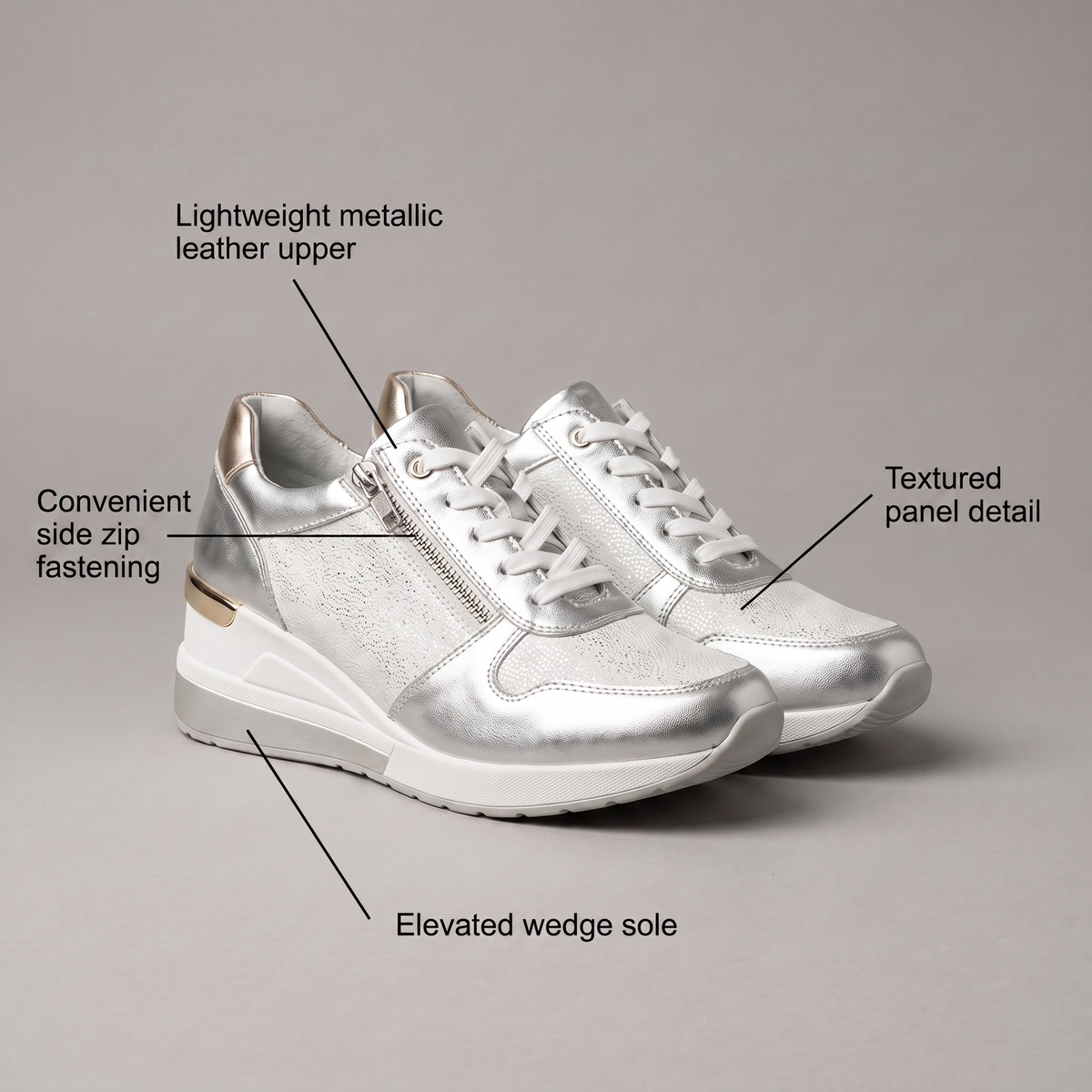 Flexi Zip Lace-Up Sneakers - View 5