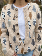 Sorielle™ | Cat Print Knit Cardigan 1