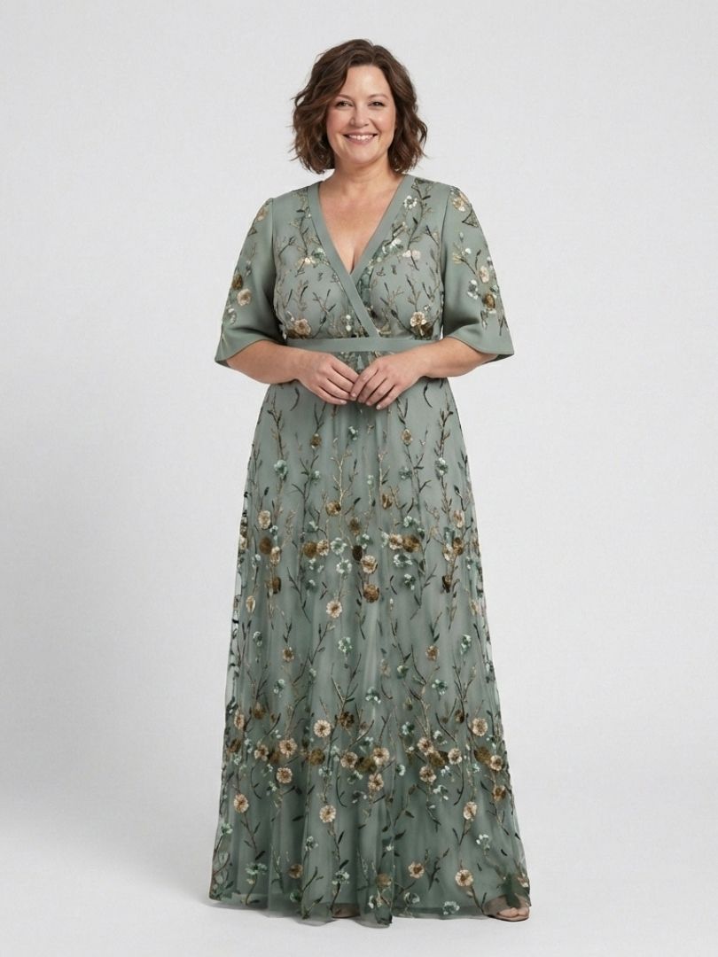 Evadne | Floral V Neck Short Sleeve Maxi Dress 4