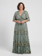 Evadne | Floral V Neck Short Sleeve Maxi Dress 4