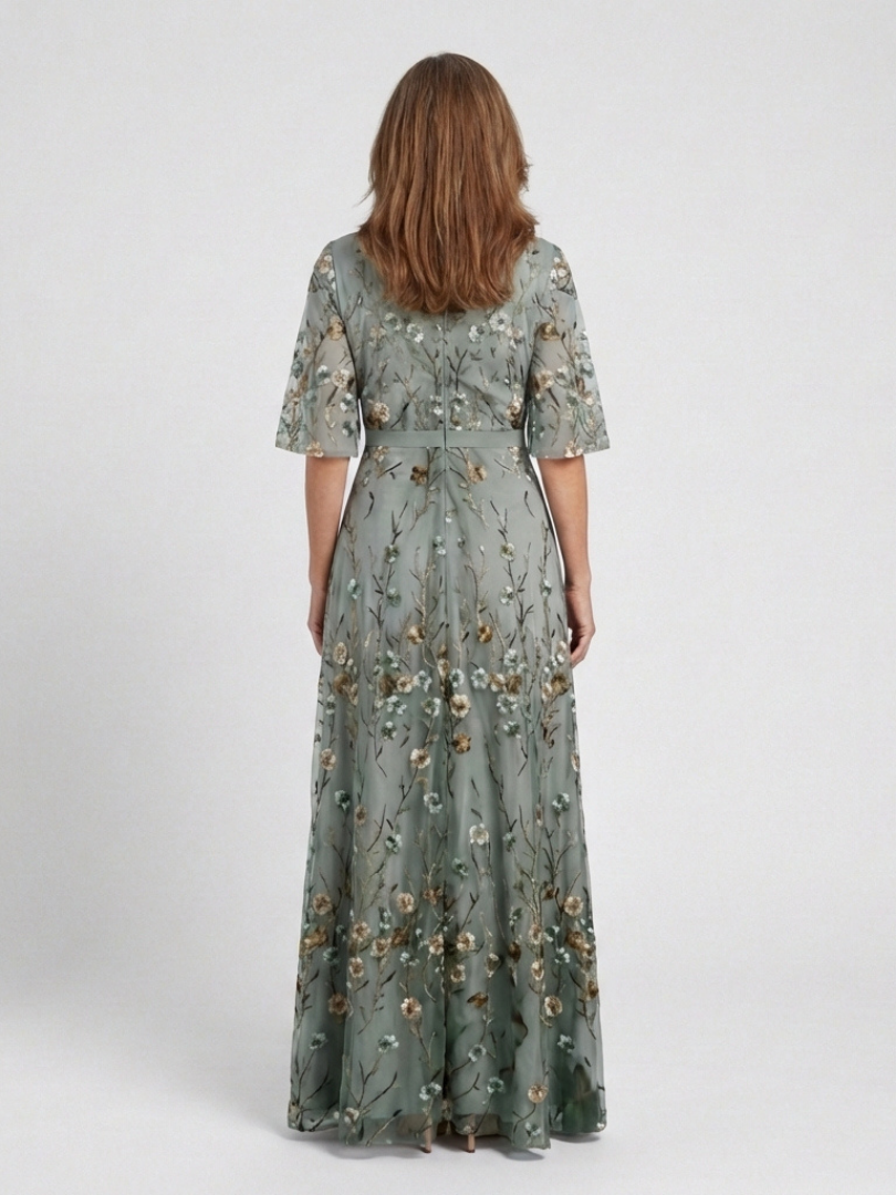 Evadne | Floral V Neck Short Sleeve Maxi Dress 2