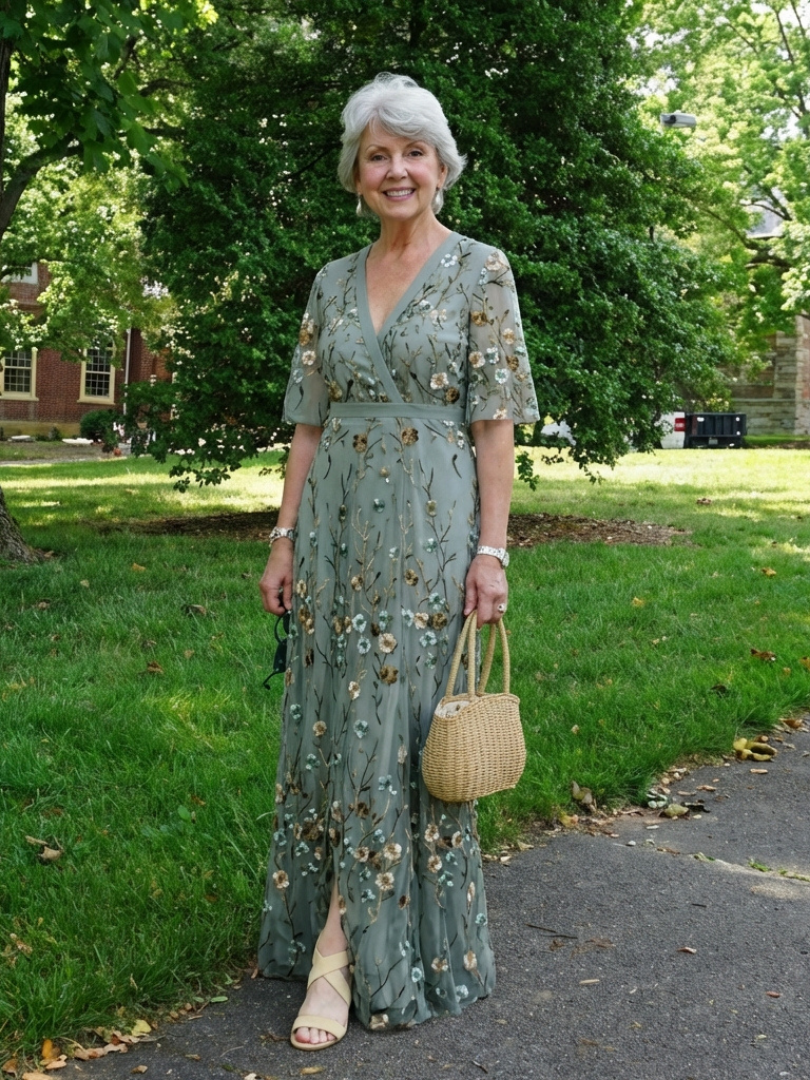 Evadne | Floral V Neck Short Sleeve Maxi Dress 7