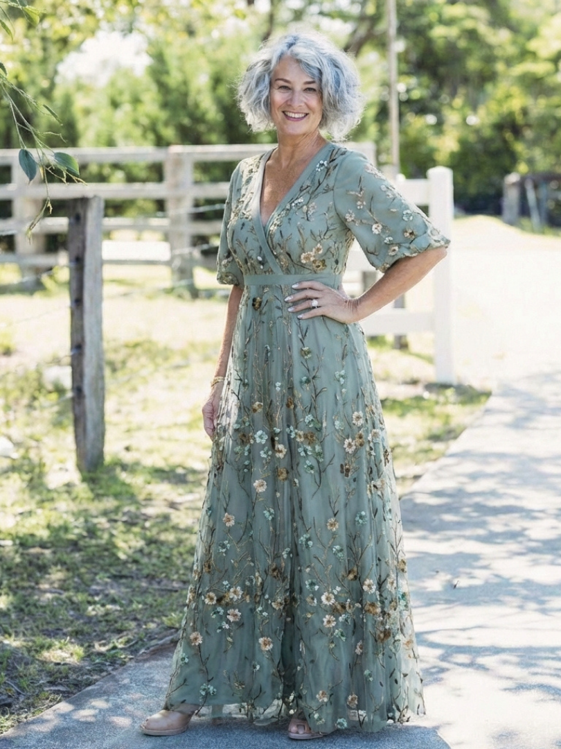 Evadne | Floral V Neck Short Sleeve Maxi Dress 8