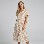 Elizabeth - Women's Animal Print Short Sleeve Midi Shirt Dress