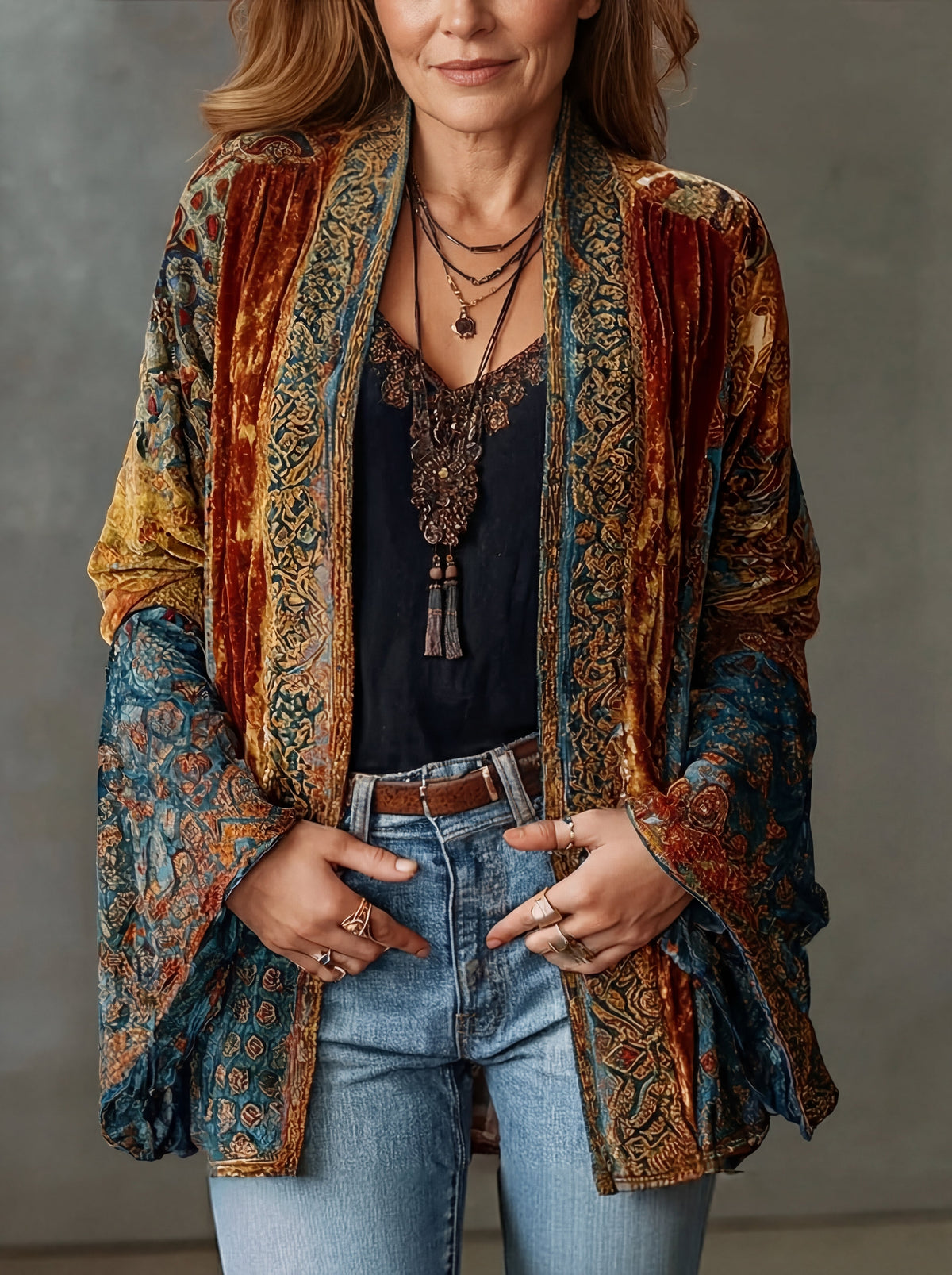 Aria kimono jacket - Burgundy view 3