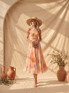 Aurora Halter Watercolor Maxi Dress