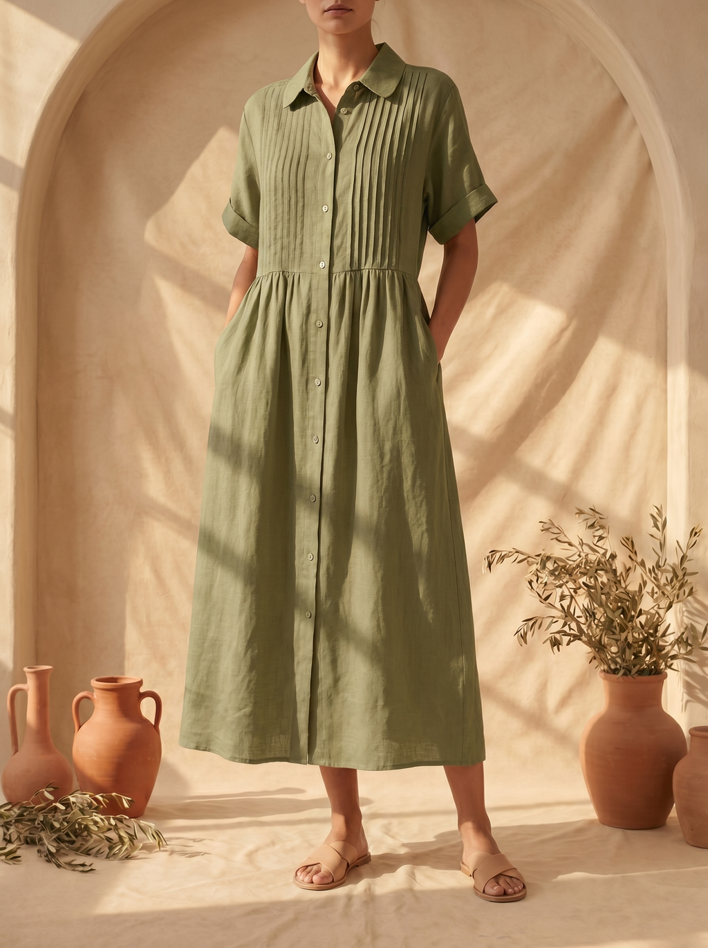 Lysandra Linen Shirt Dress