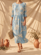 Azzurra Vintage Embroidered Midi Dress