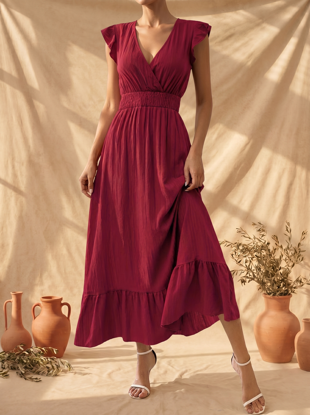 Incanto Flowing Cross-Neck Dress