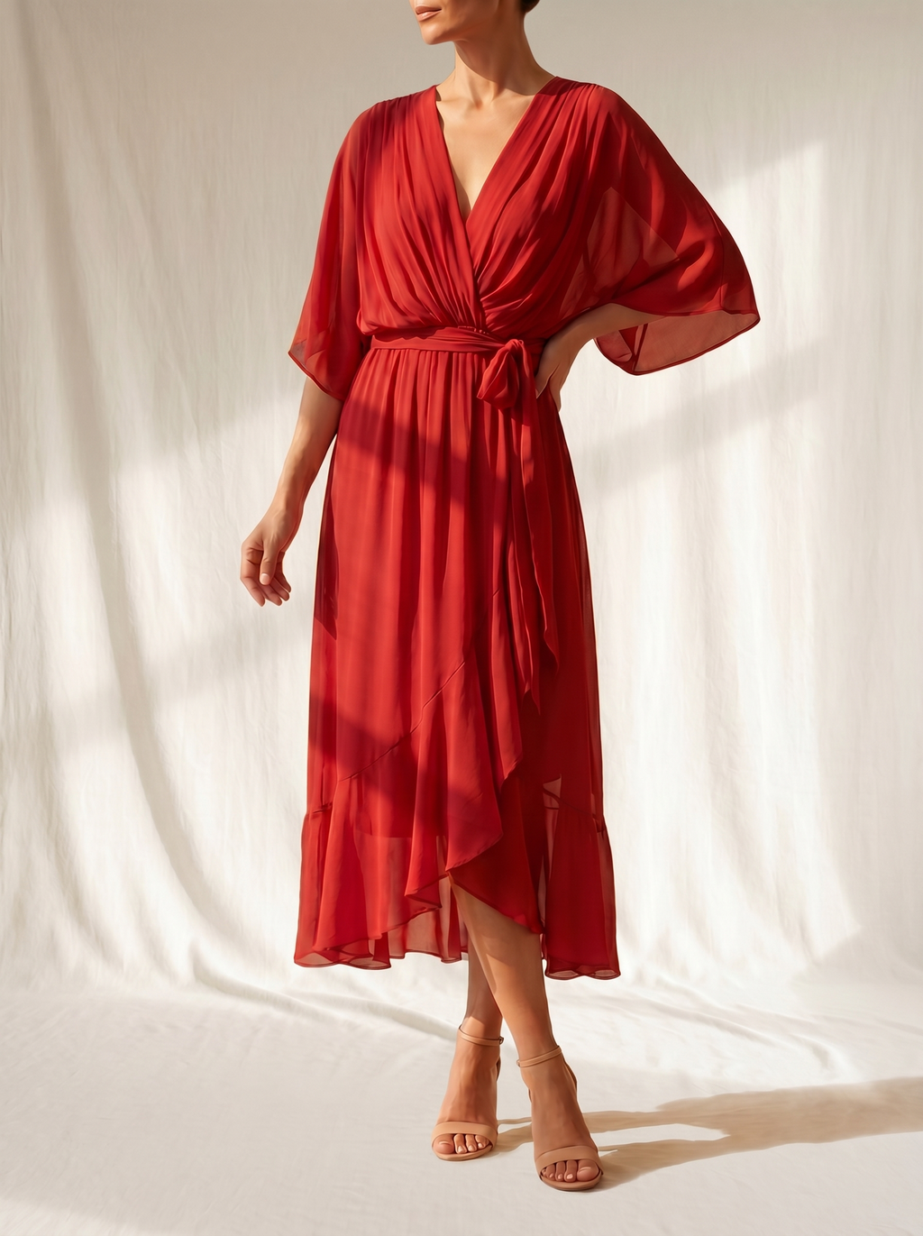 Sfumato Chiffon V-Neck Dress