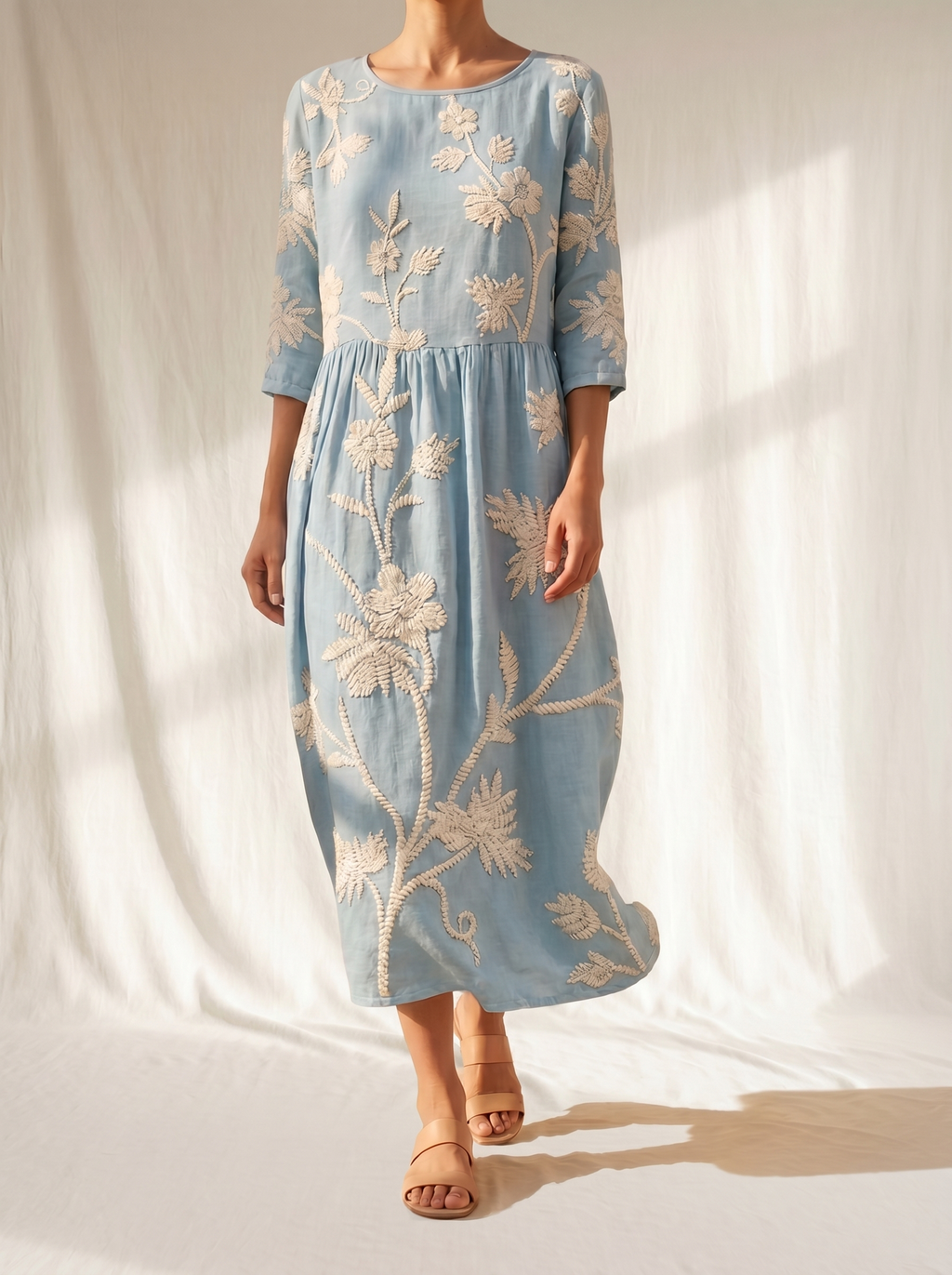 Azzurra Vintage Embroidered Midi Dress