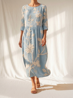 Azzurra Vintage Embroidered Midi Dress