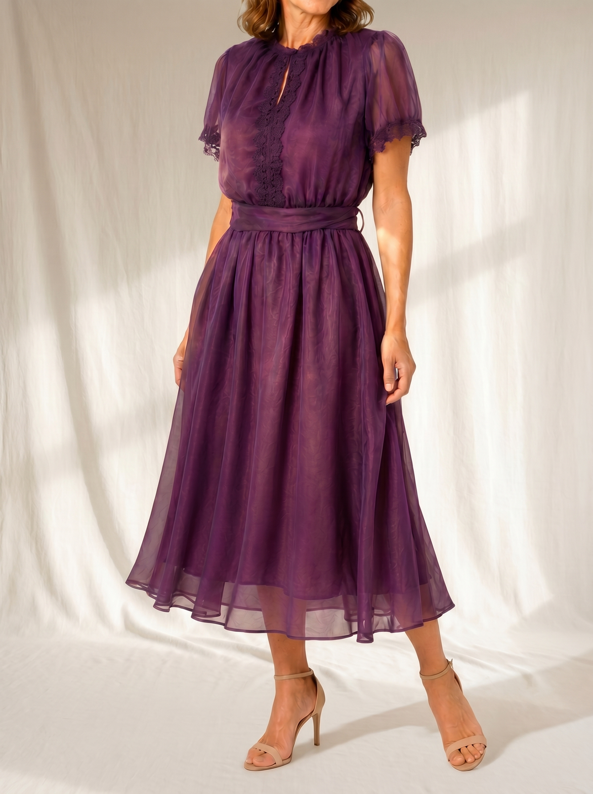 Flavia Chiffon Lace Maxi Dress