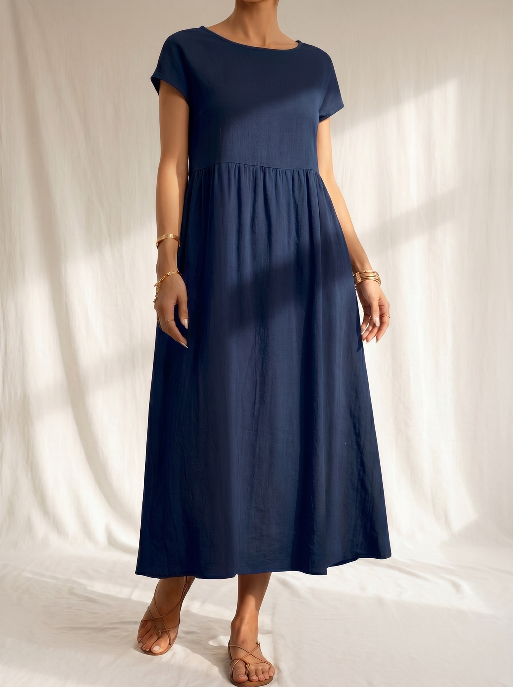 Gabrielle Linen Cotton Midi Dress