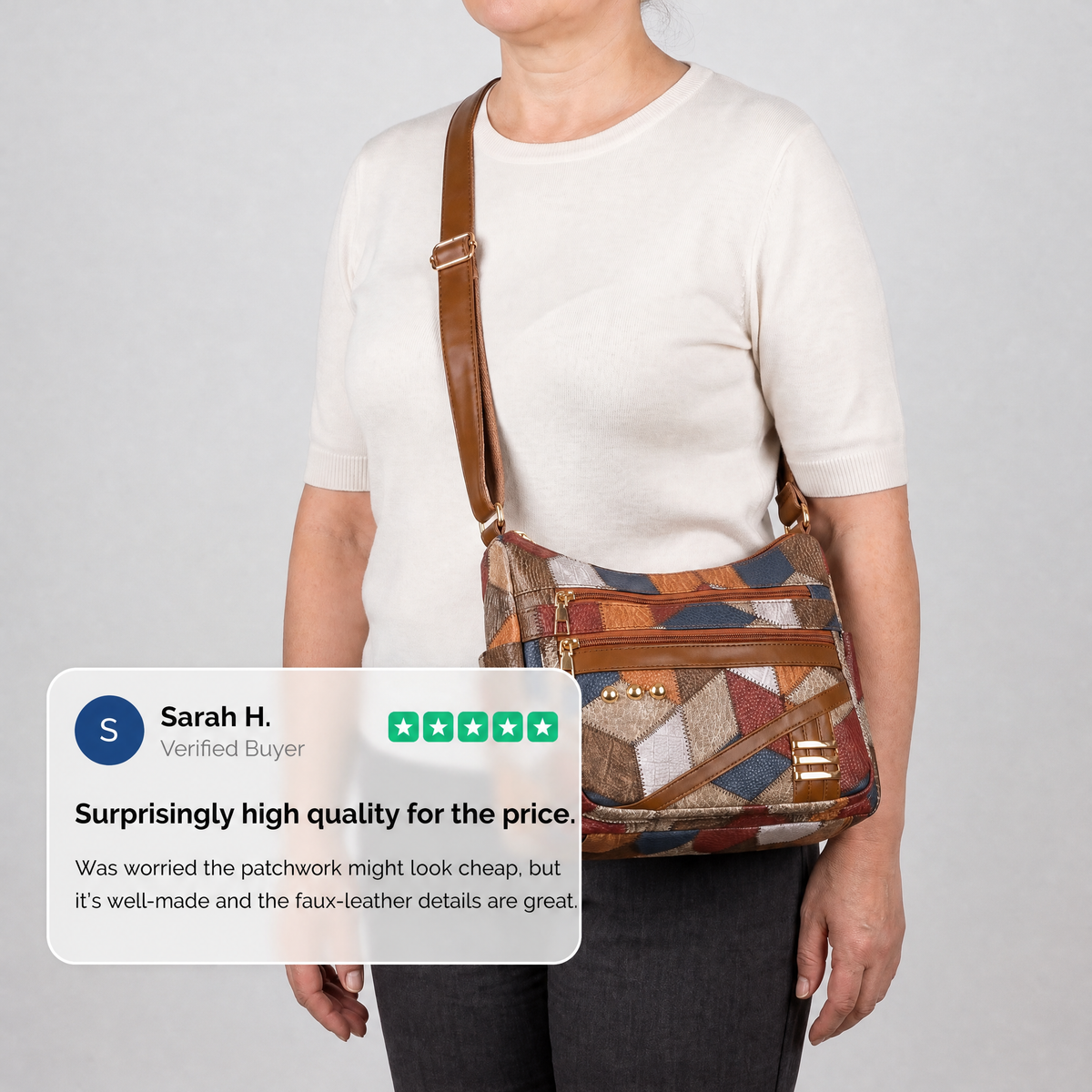 Solara Patchwork Shoulder Bag - View 4