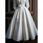 Isabella | Women’s Long Sleeve V Neck A Line Midi Dress