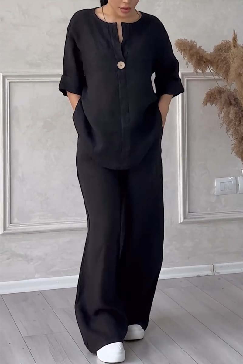 Darla Relaxed Two Piece Lounge Set - Black