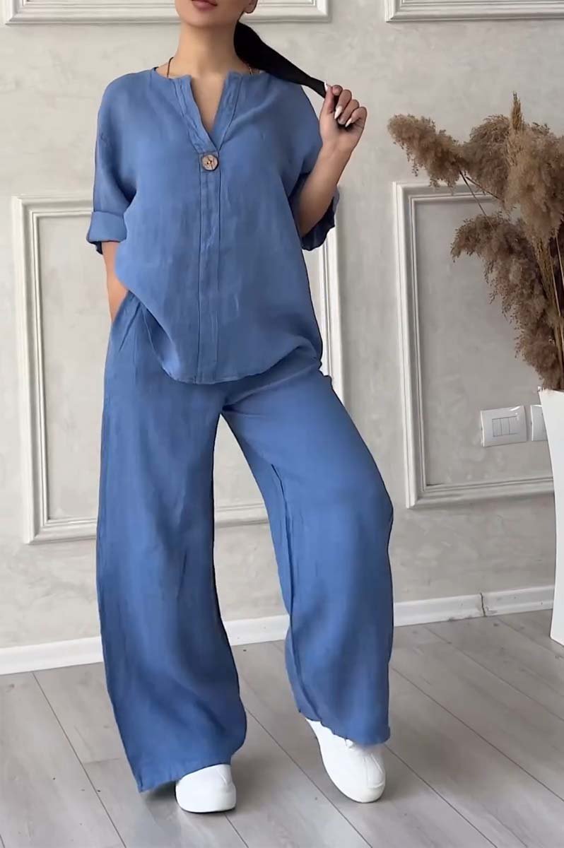Darla Relaxed Two Piece Lounge Set - Blue