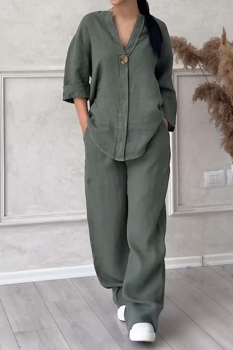 Darla Relaxed Two Piece Lounge Set - Green
