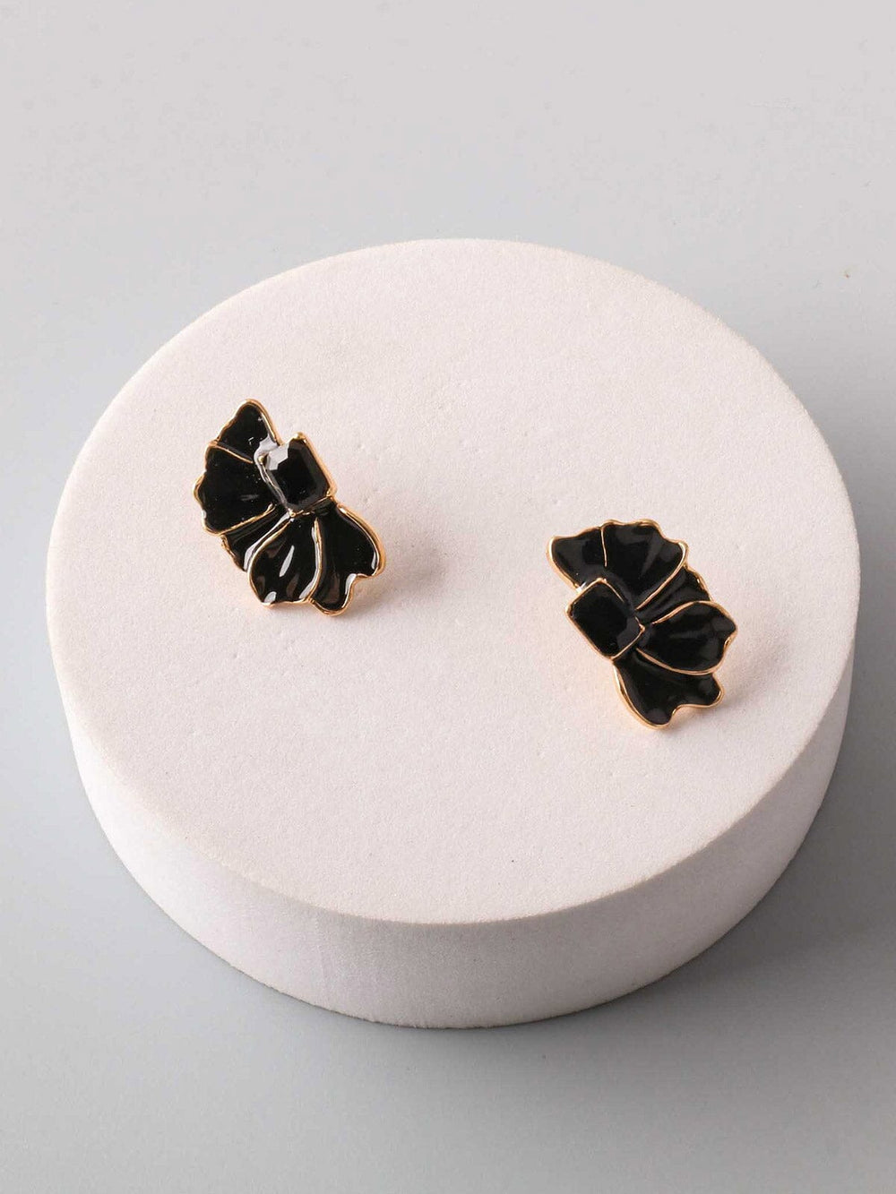 Black & Gold Flower Earrings