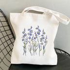 Blossom Canvas Tote Bag with Purple flowers, view 3