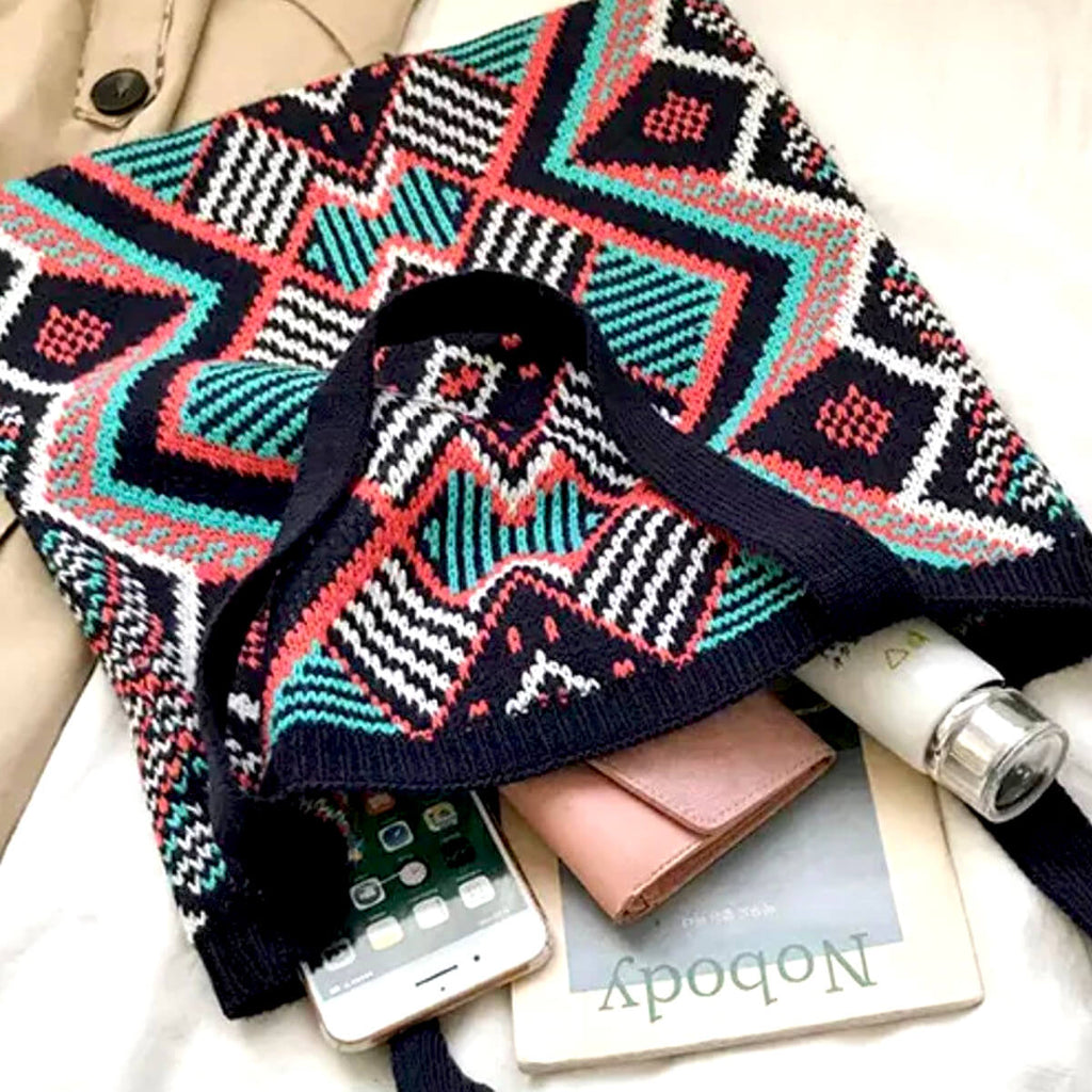 Bohemian Pattern Tote, Navy view 3