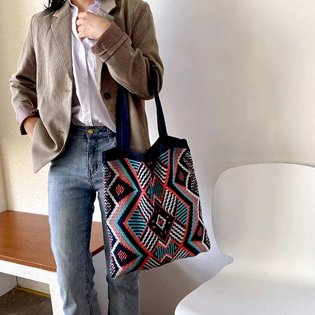 Bohemian Pattern Tote, Navy view 4