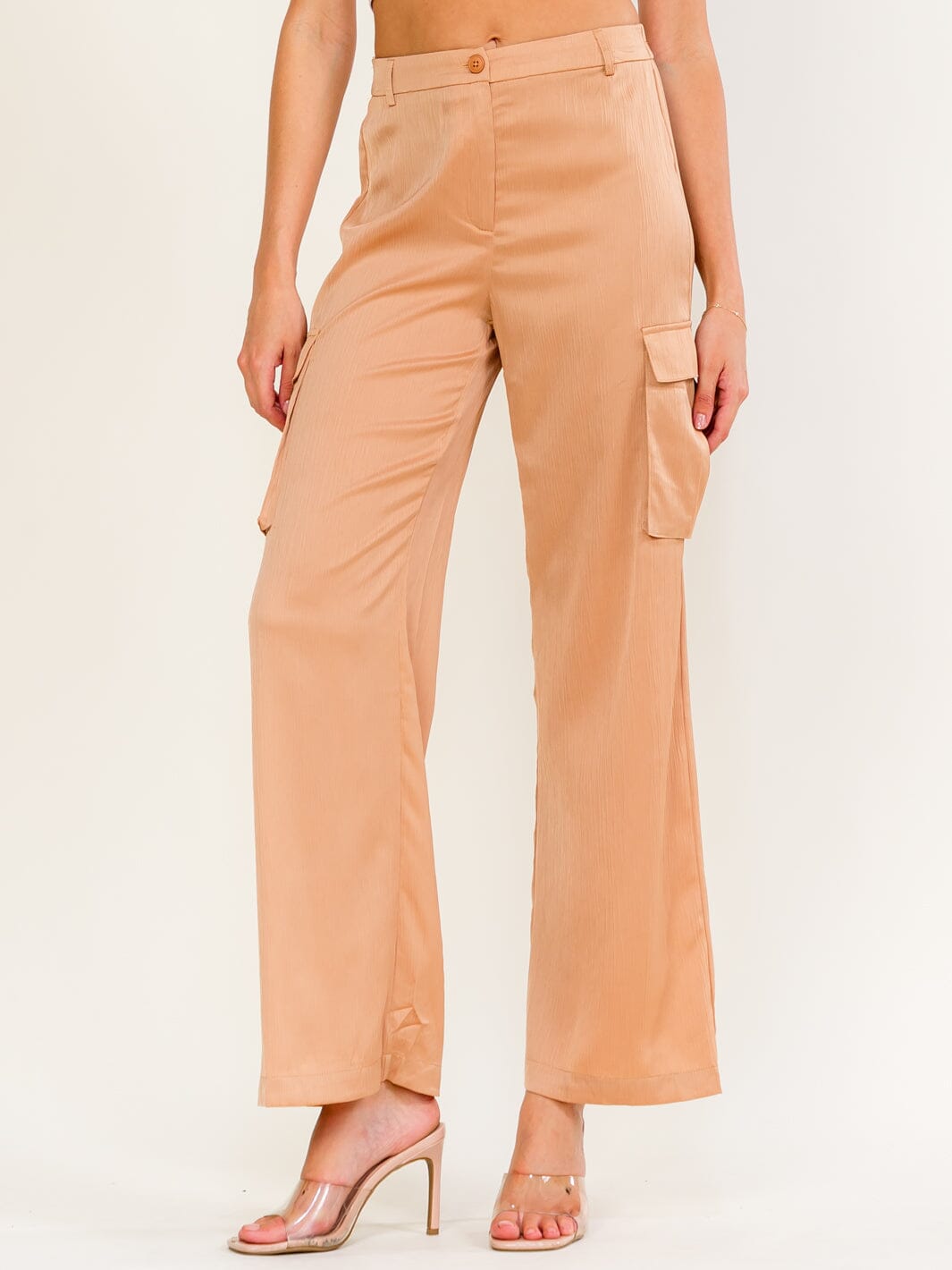 Wide Leg Cargo Trousers – Blush