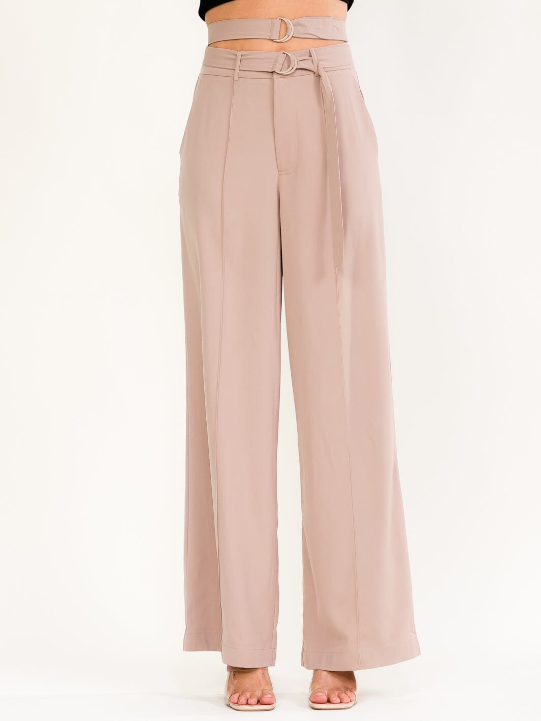 Belted Wide Leg Trousers – Dusty Rose
