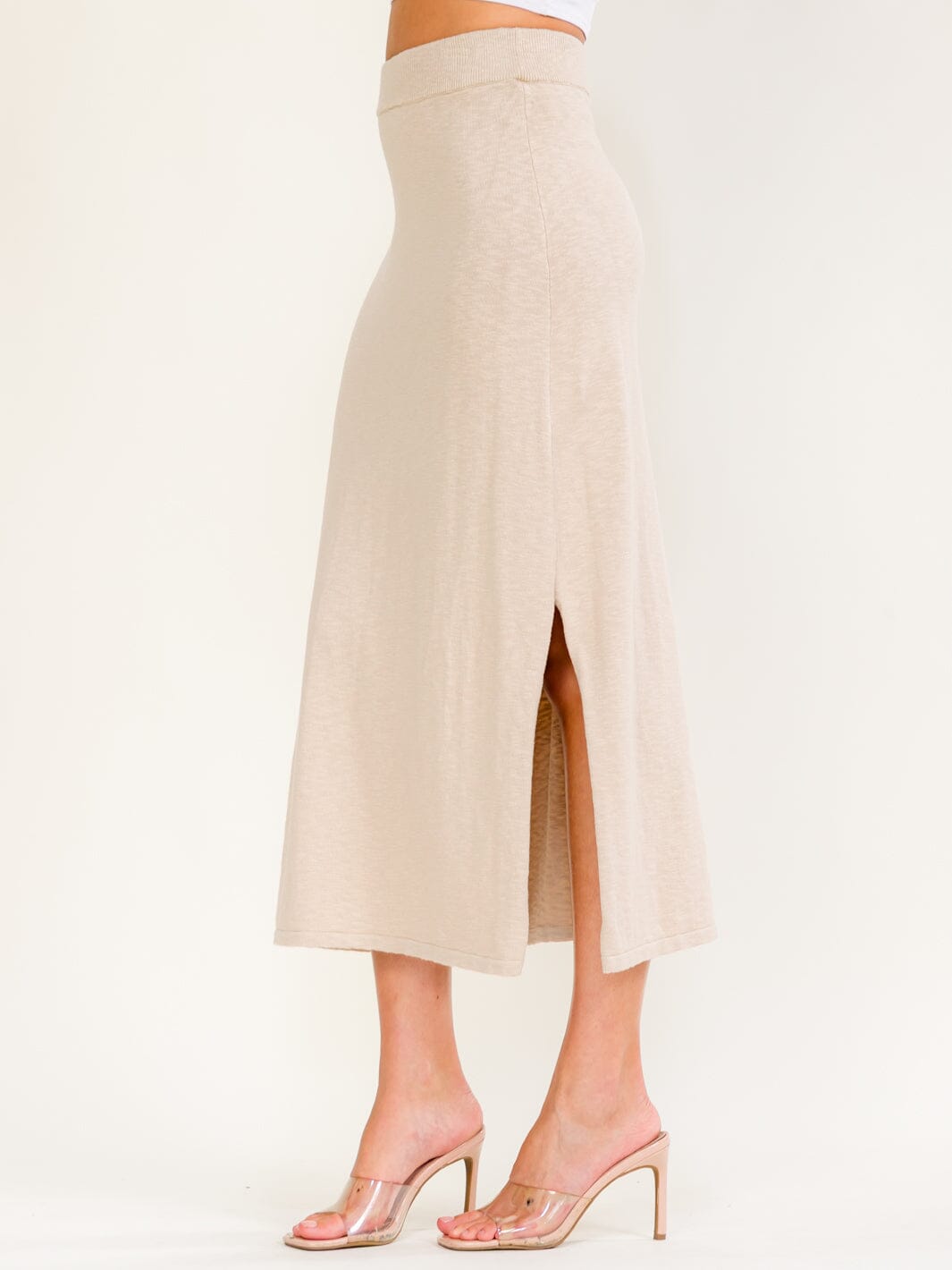Side Slit Maxi Skirt – Oatmeal