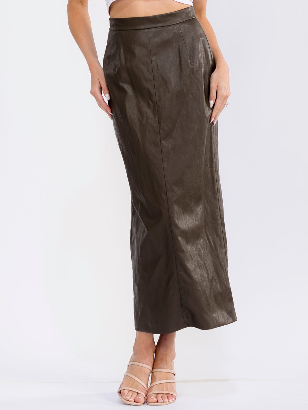 Faux Leather Maxi Skirt – Dark Brown