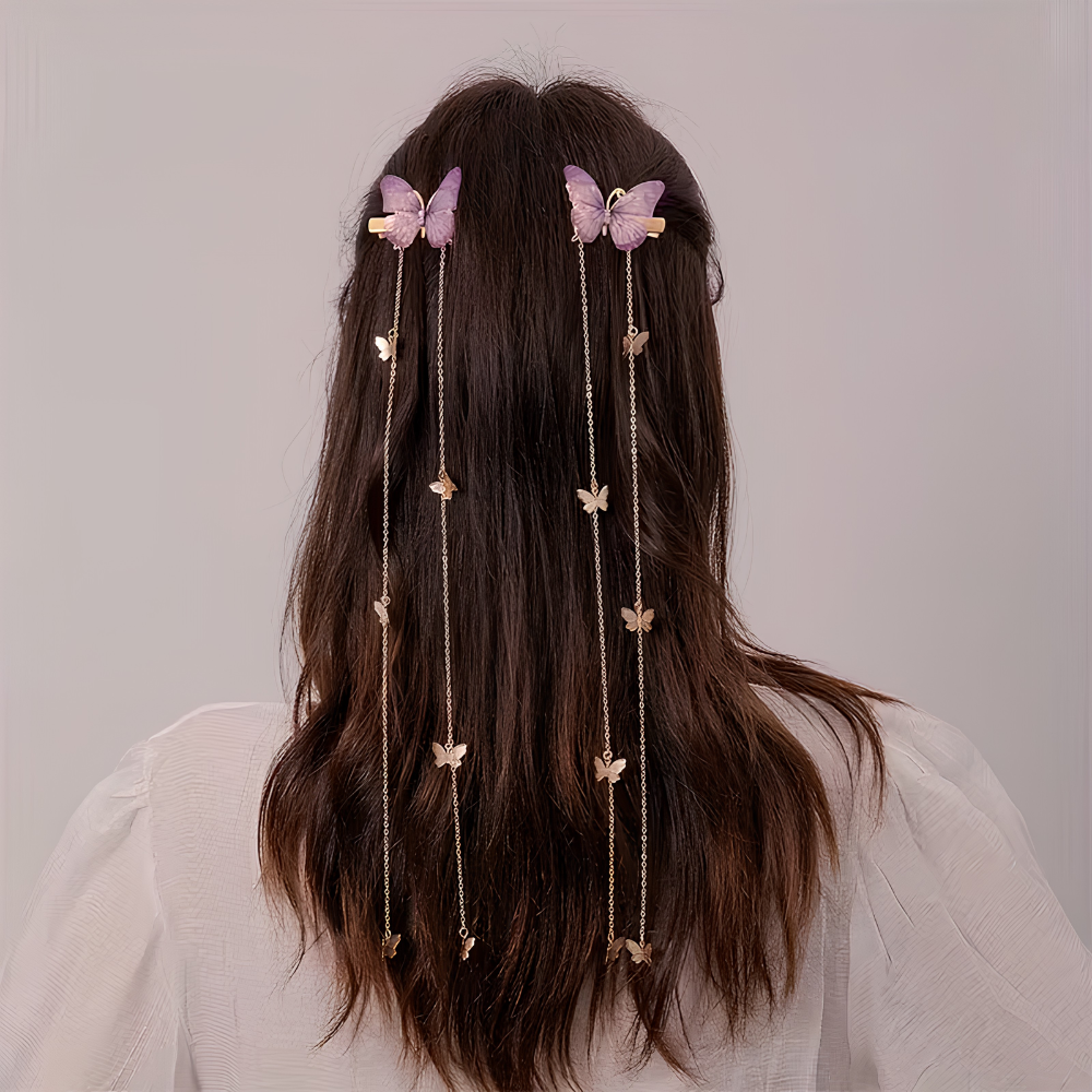 Butterfly Chain Hair Clips, view 2