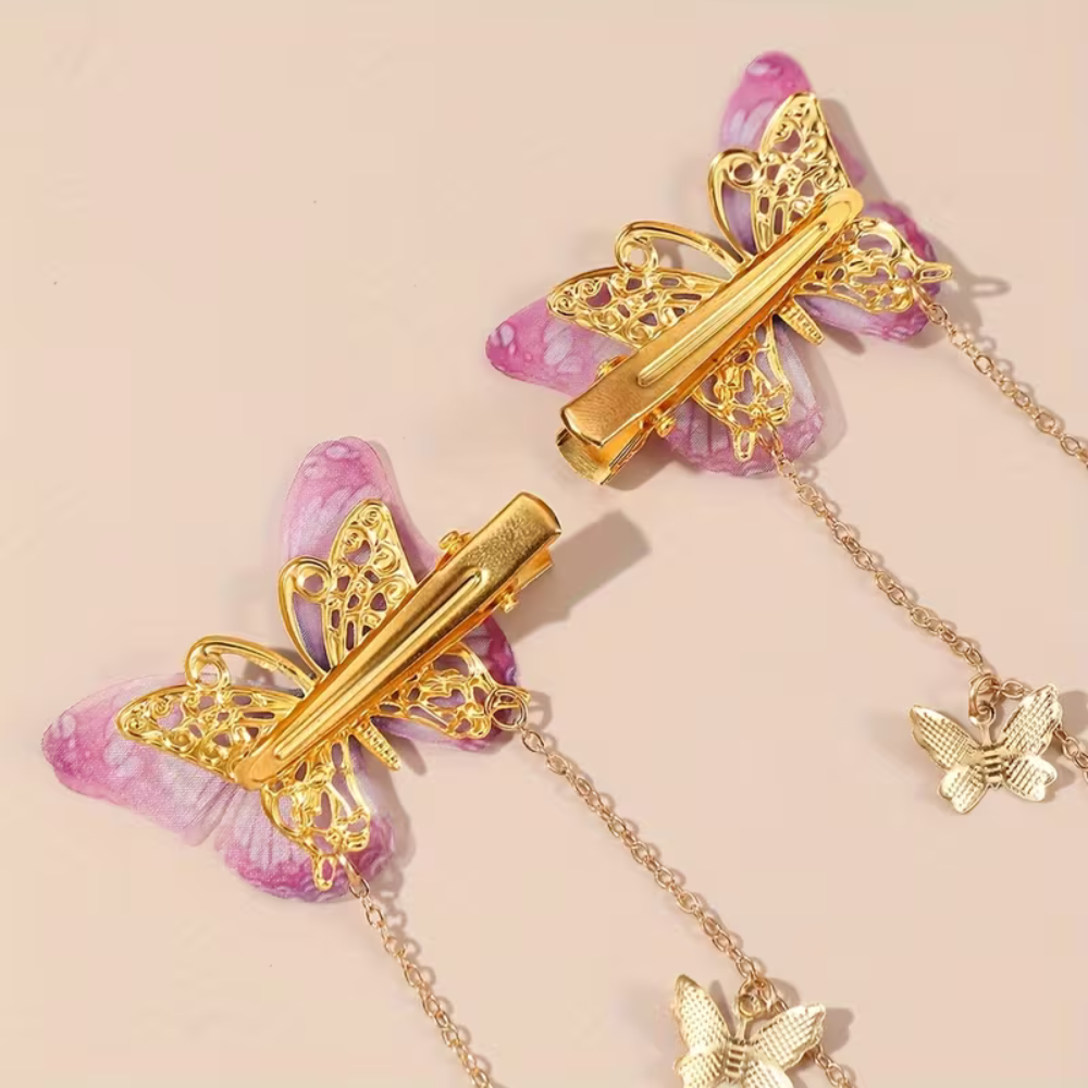 Butterfly Chain Hair Clips, view 3