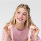 Classic Ribbon Hair Clip in Beige worn