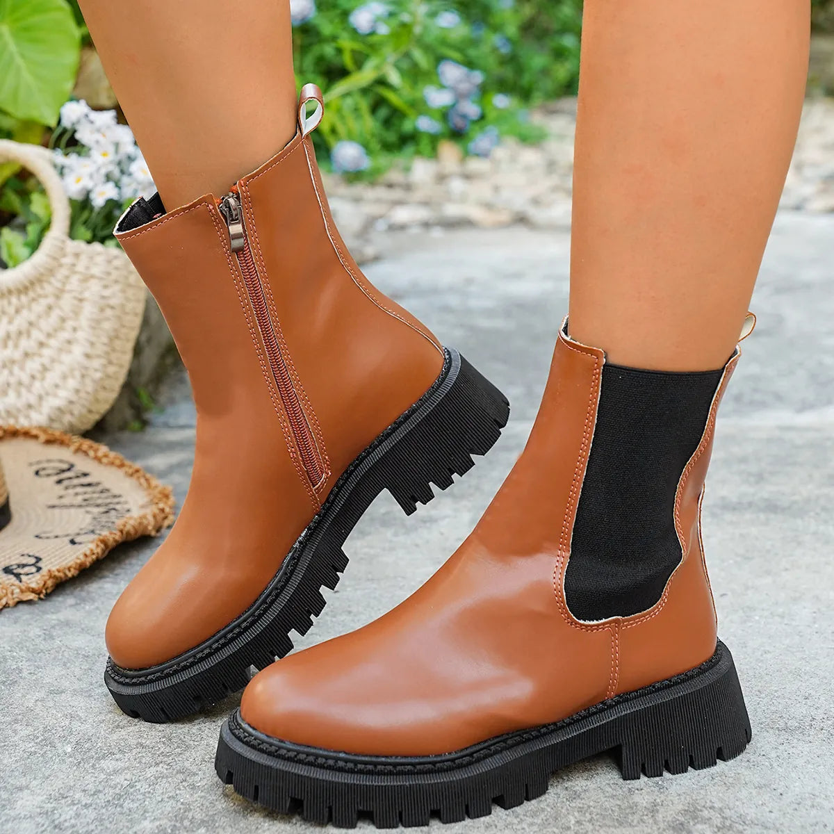Brown Chelsea Lug Boots